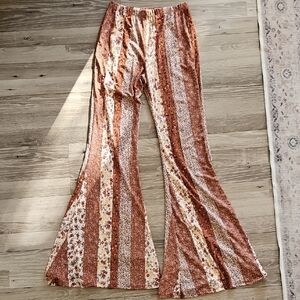 Forever 21 Rust & Cream Boho Flare Pants